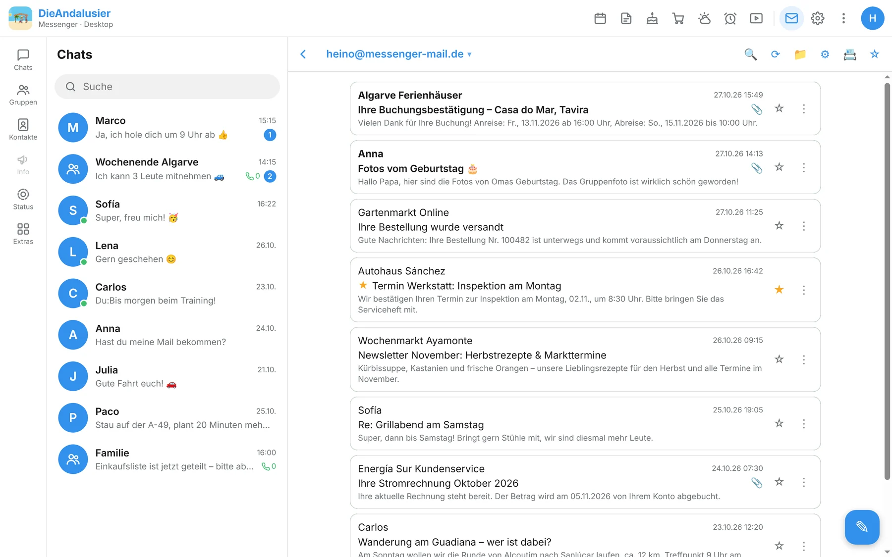 Posteingang des eingebauten E-Mail-Programms