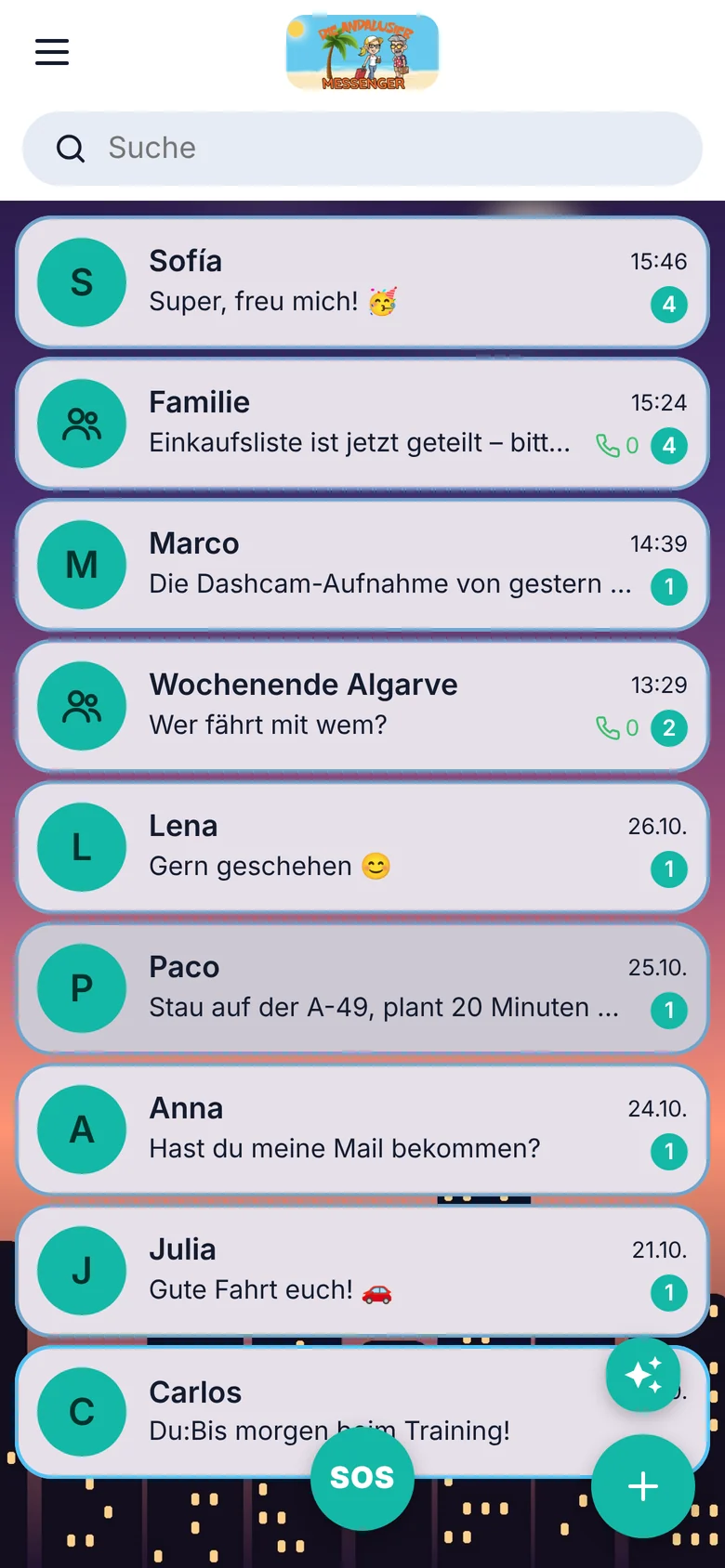 Chatliste im Stil Touch Green